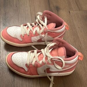 Pink and White High-Top Sneakers